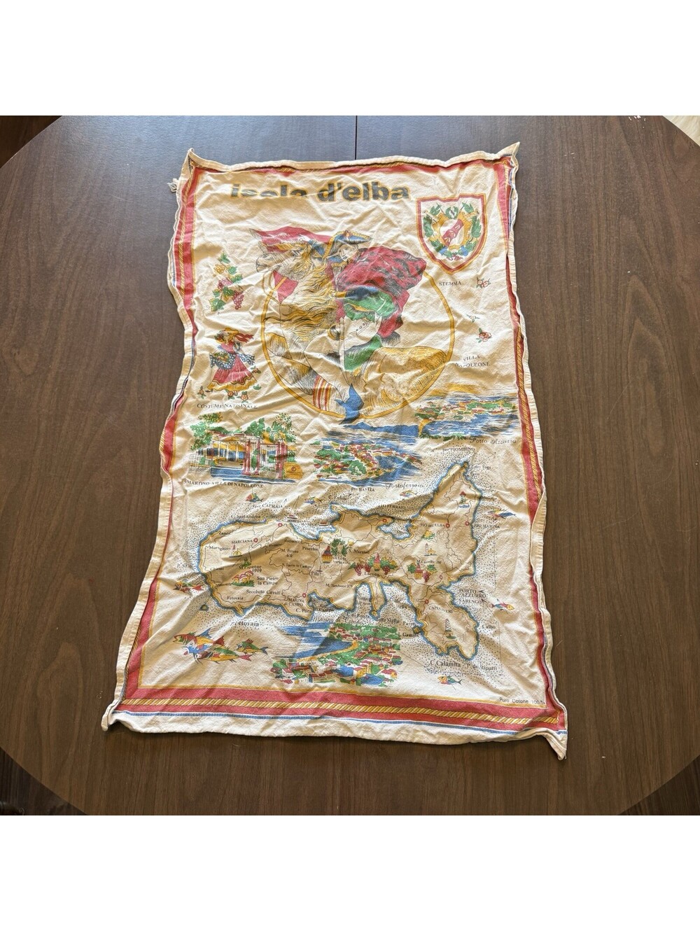 Vintage 70s/80s Sicily Italy Elba Island Coral Fish Ocean Tea Towel 100% Cotton